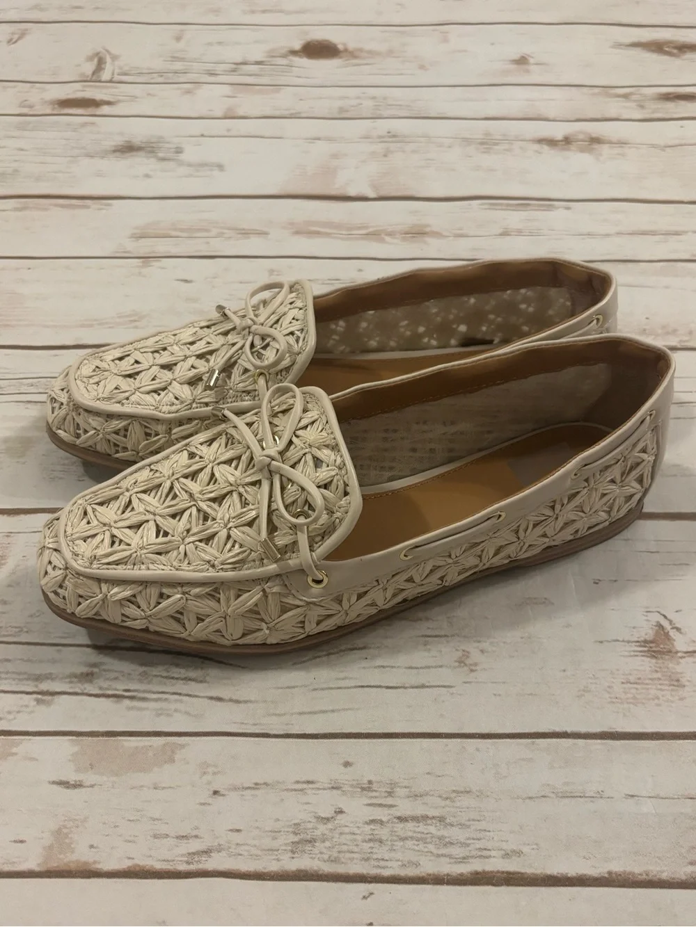 Dolce Vita Modern Loafers Ivory Raffia Size 9.5